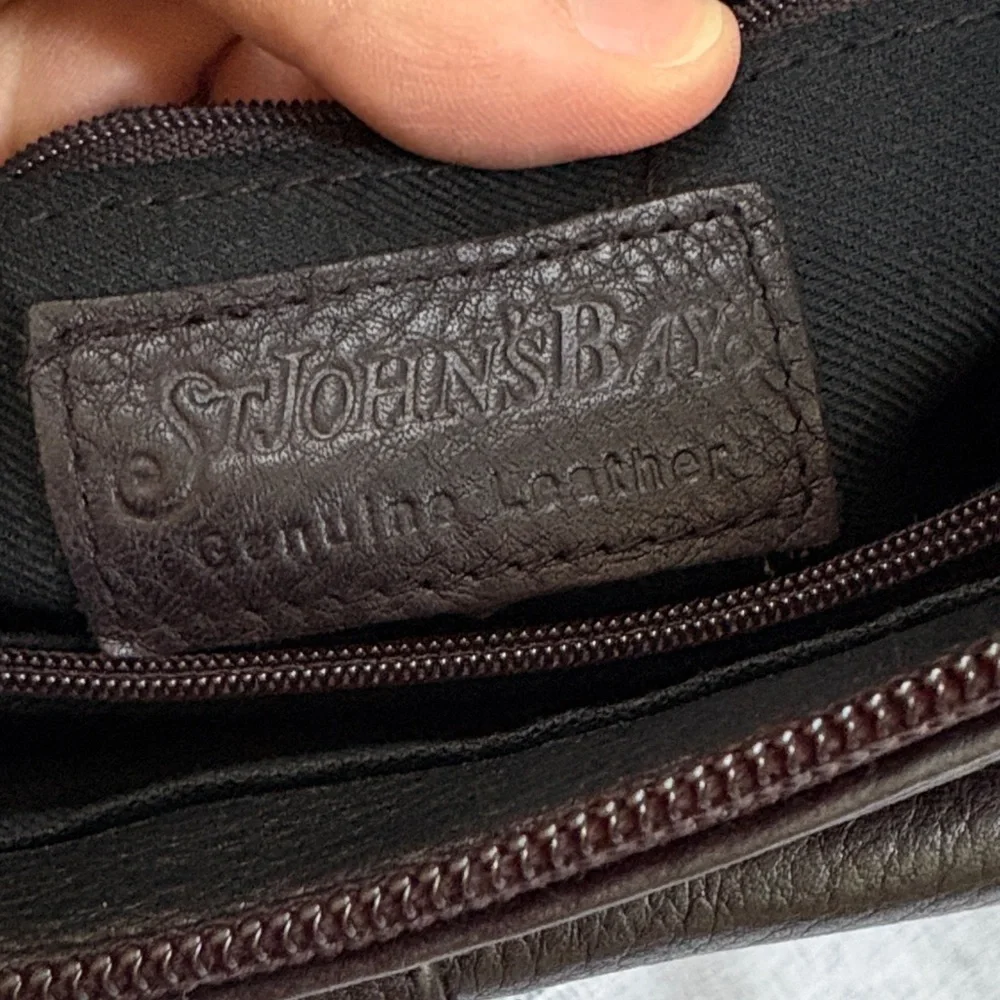 St. John's Bay Black Leather Messenger Bag